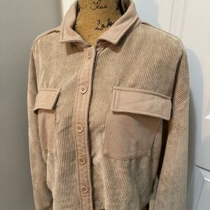 Cropped Corduroy Button Down Shacket